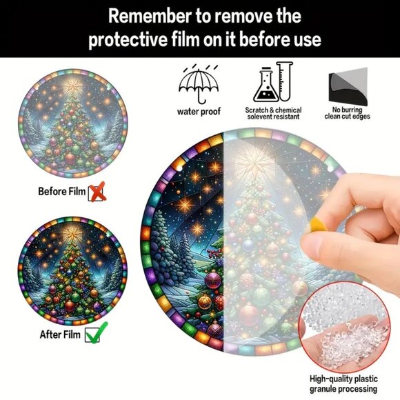 Christmas Tree Suncatcher Holiday Lights Star Window Colorful In/Outdoor Decor - Picture 4 of 4